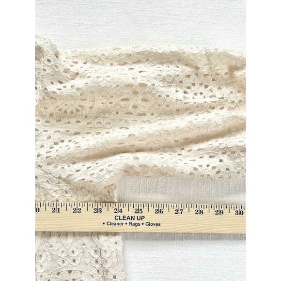 LC Lauren Conrad Women’s 0X Lace Top Flowy Boho Ivory Square Neck Lined - Picture 6 of 7